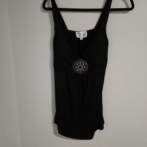 Chic Black Women's Camisole with Embellishment Y2K